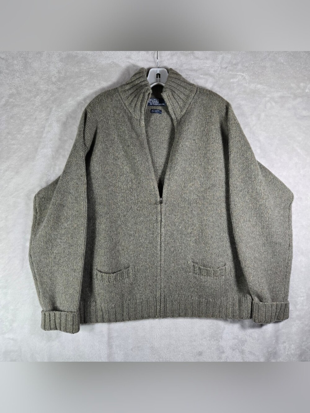 Polo Ralph Lauren Cashmere Blend Knit Full Zip Sweater Mens Size L Large Green